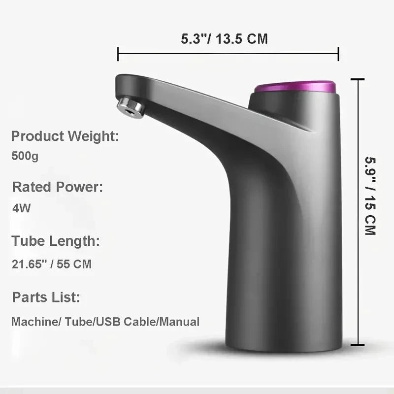 Portable 5-Gallon Water Dispenser with USB Charging Automatic Electric Pump